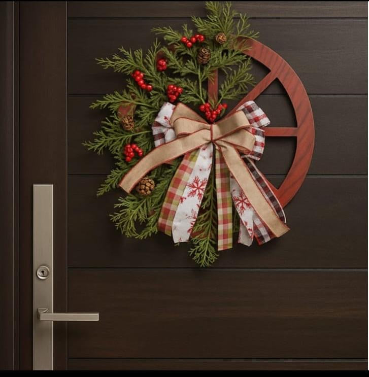 40cm Christmas Rustic Wheel Garland