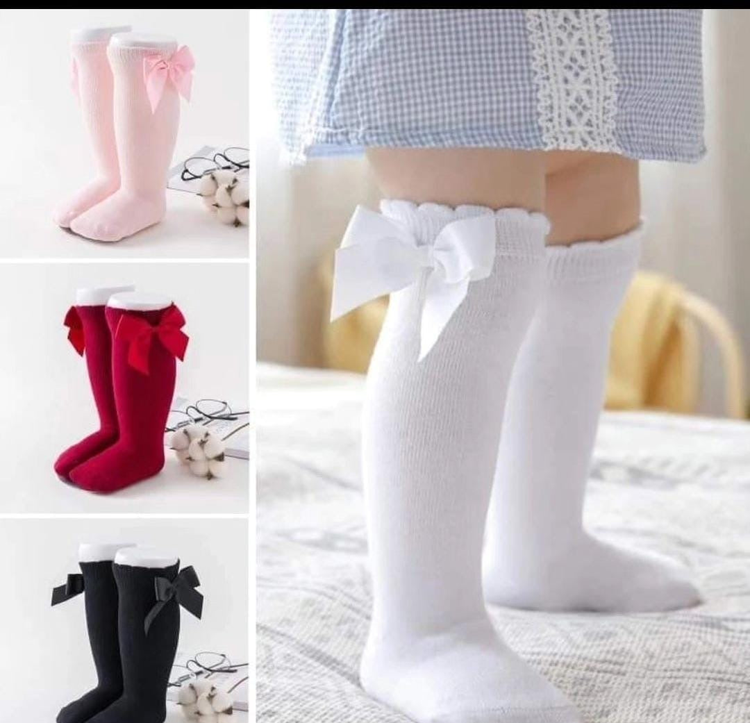 New Cotton Bow Baby Girls Knee High Socks
