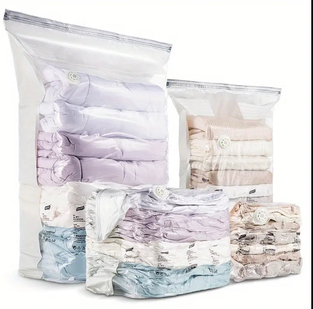 5pcs set No Pump Needed Vacuum Storage Bags