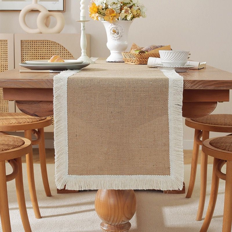 30*275 cm Natural Burlap Linen Woven Table Runners