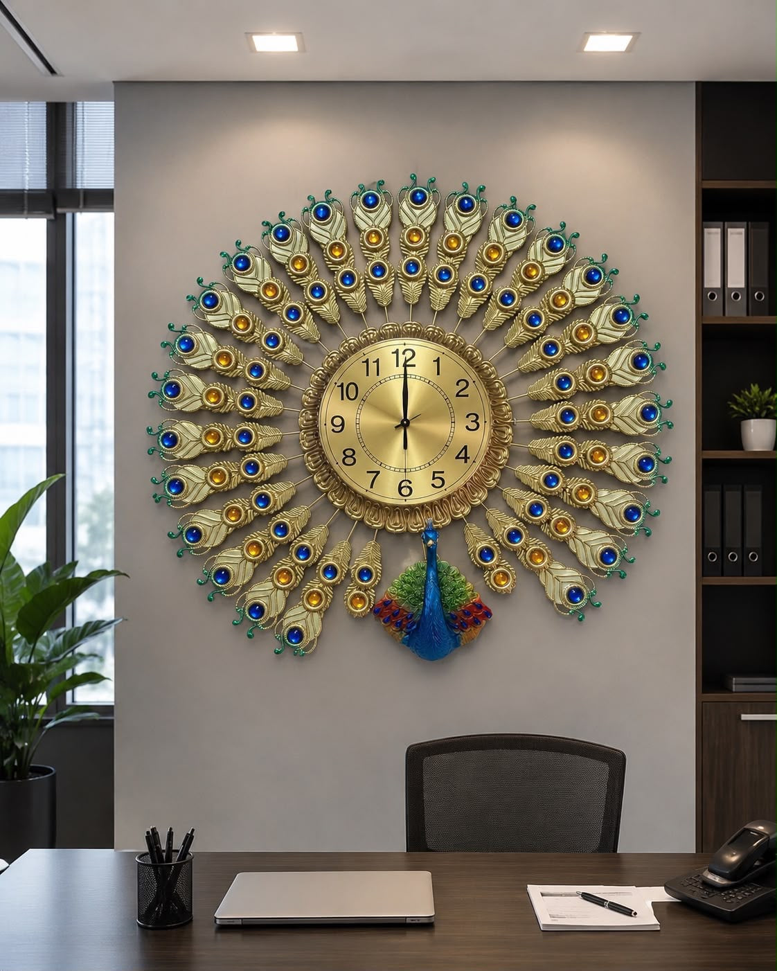 Single head peacock wall clock