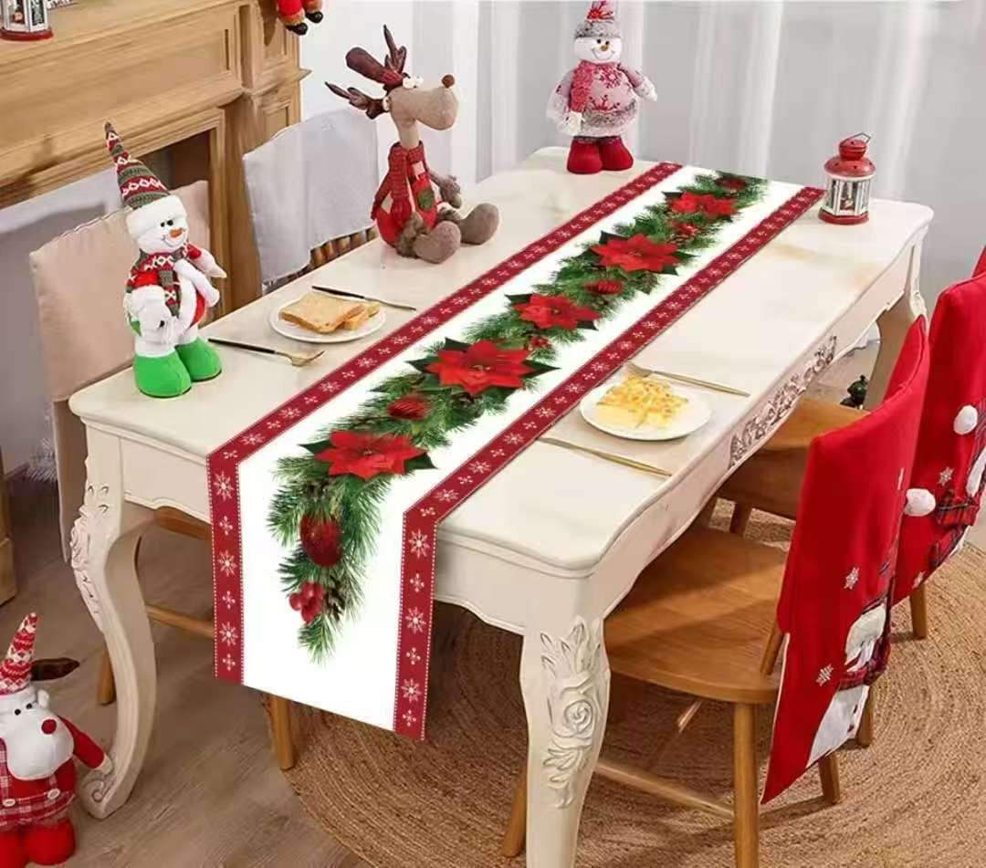Christmas Table Runner Xmas Linen Table Cover