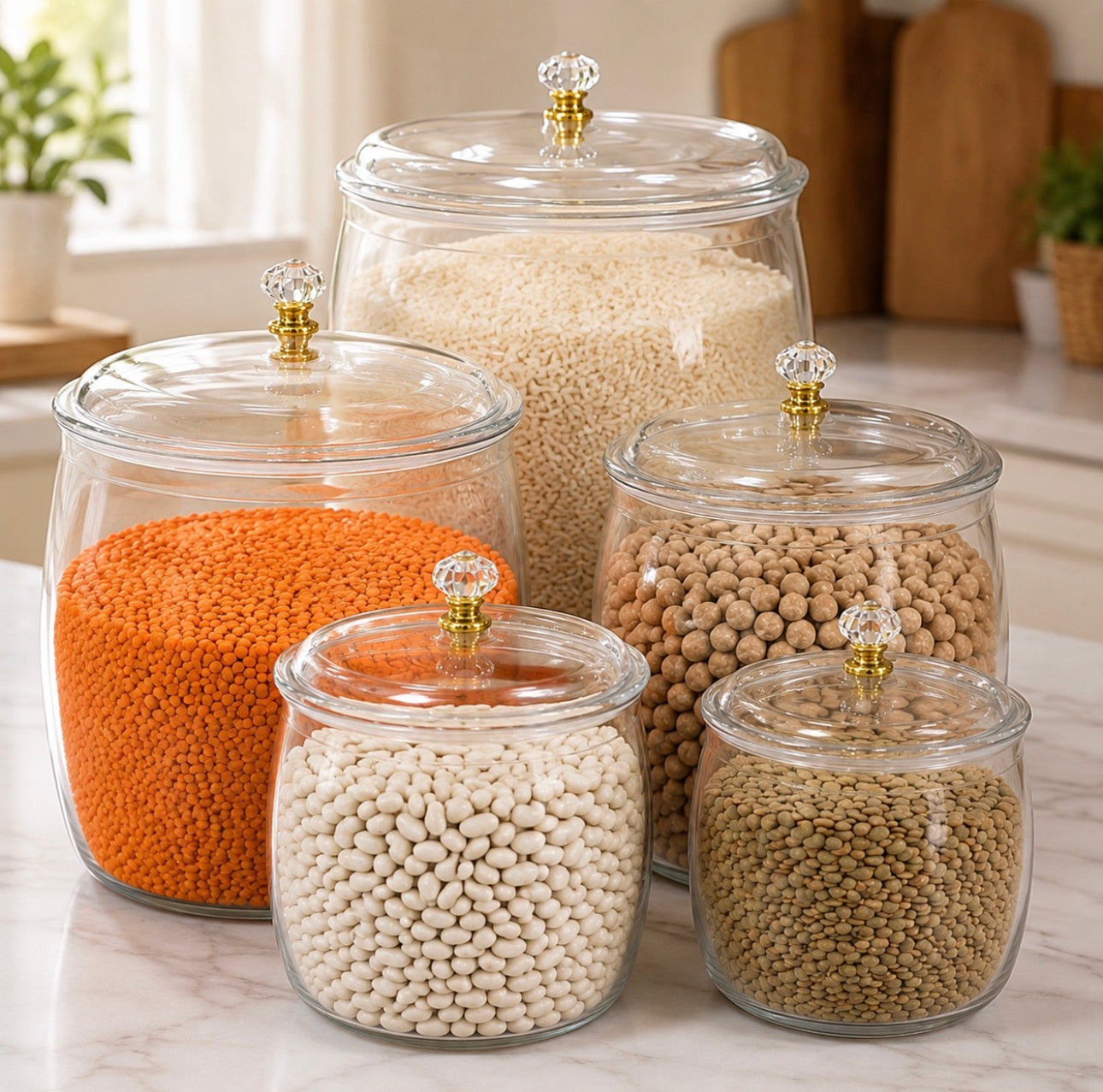 TRANSPARENT LARGE SEALED ACRYLIC STORAGE JARS