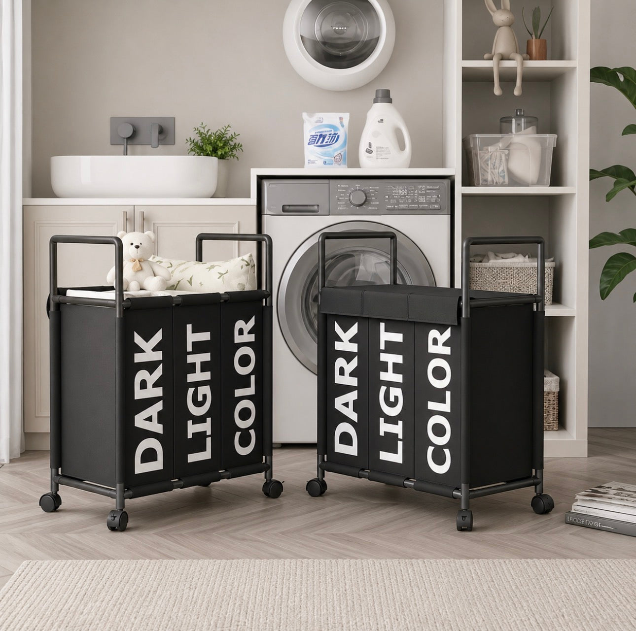 partition dirty clothes laundry basket TROLLEY RACK