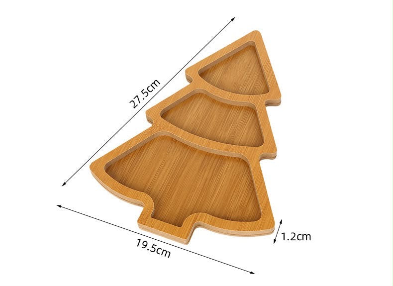 3Pc Wooden Christmas Trays | Christmas Bamboo Dessert Boards