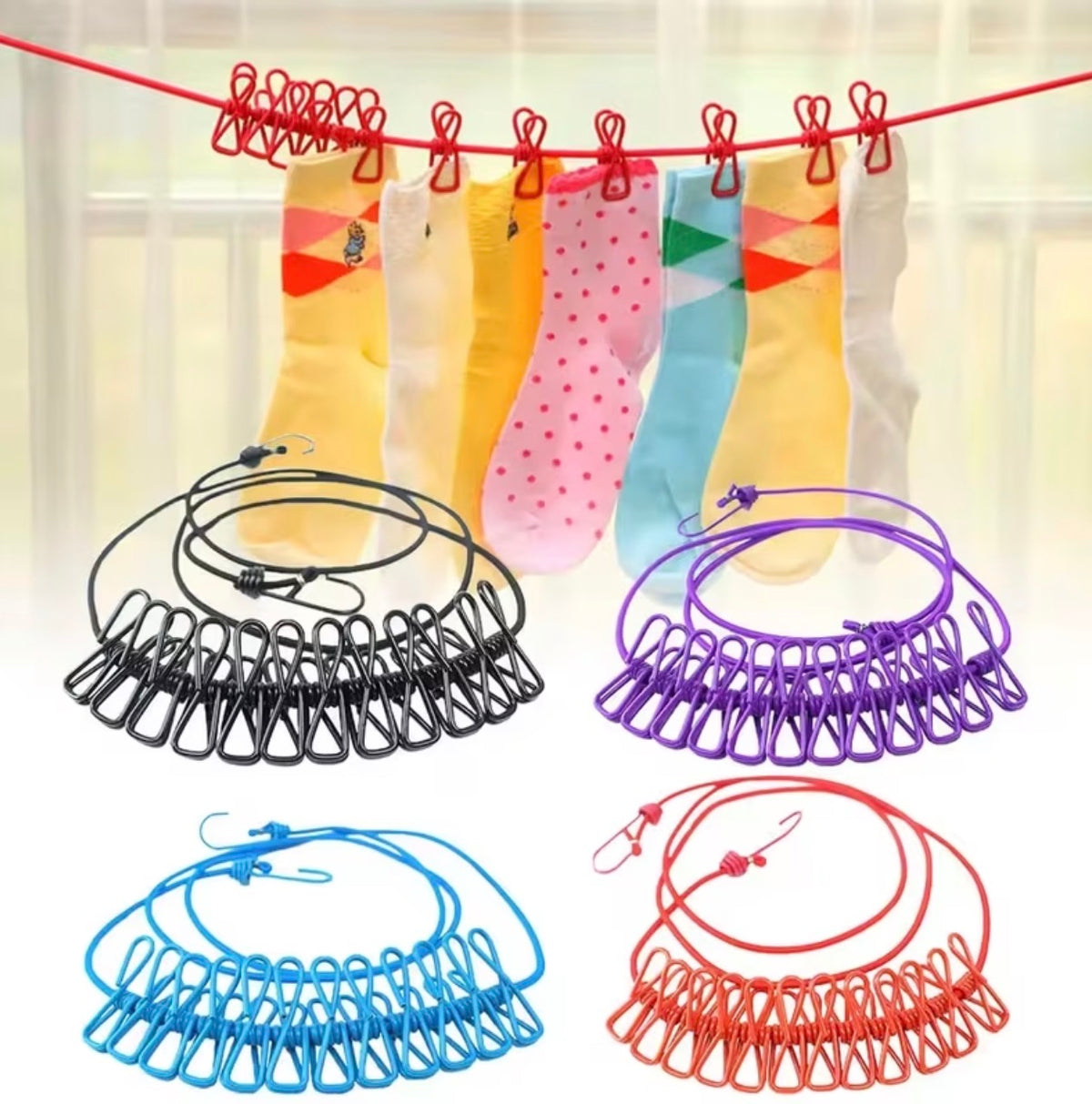 1.8m to 3.4m Stretching cloth line with 12 pegs