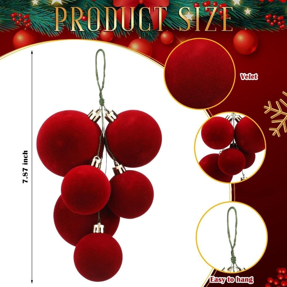 6 Piece Set of Burgundy Christmas Ball Clusters