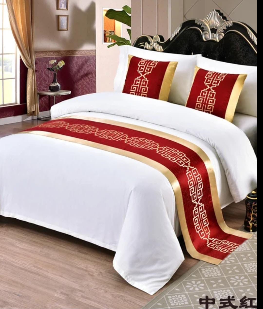 Premium High quality European Style Bed Runner Embroidered Bedding Bed runner set