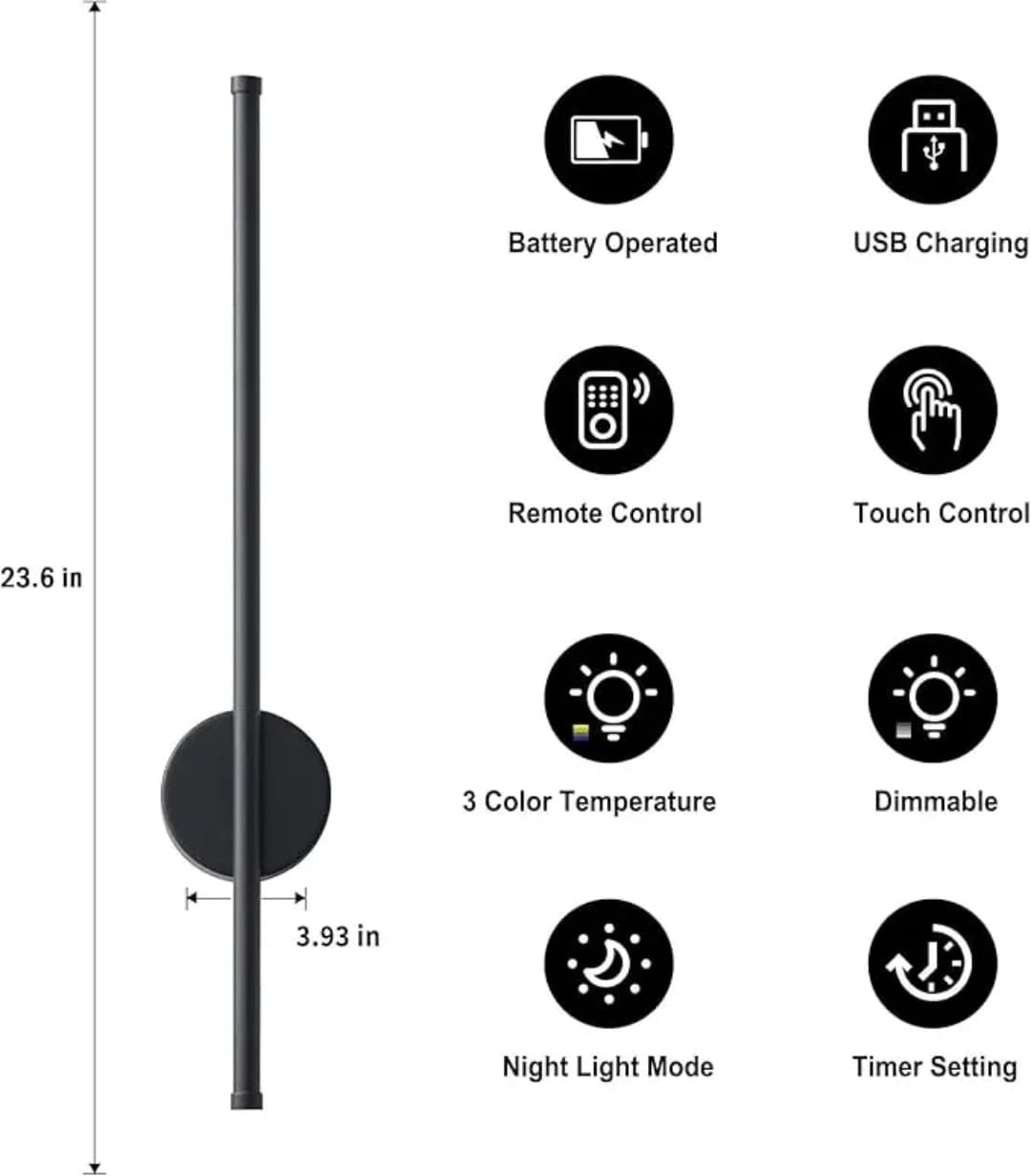 Modern Wireless LED Wall Sconce with Remote Control