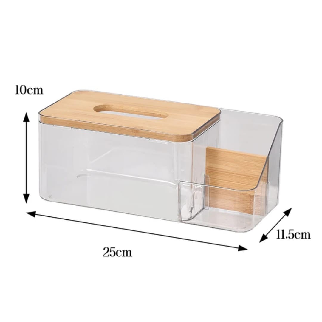 Acrylic clear servviete holders with bamboo lid.