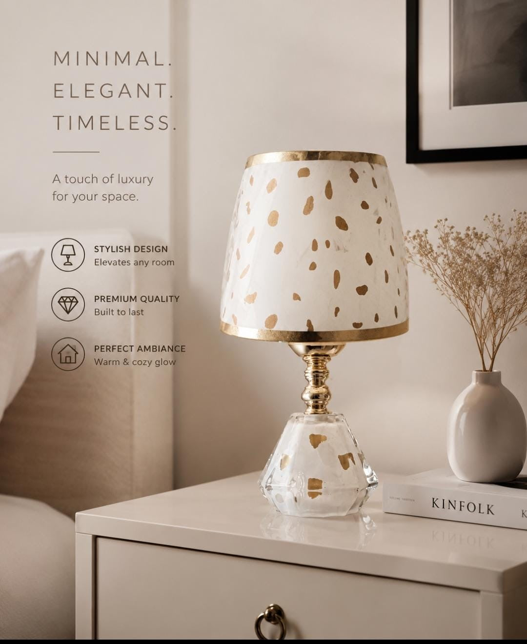Simple Golden Polka bedside lamp