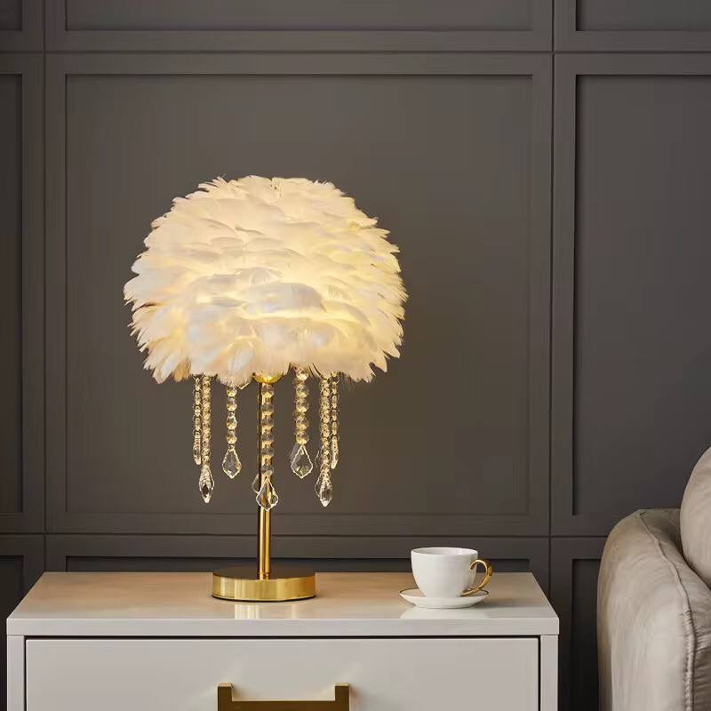 Nordic Feather Crystal Table Lamp