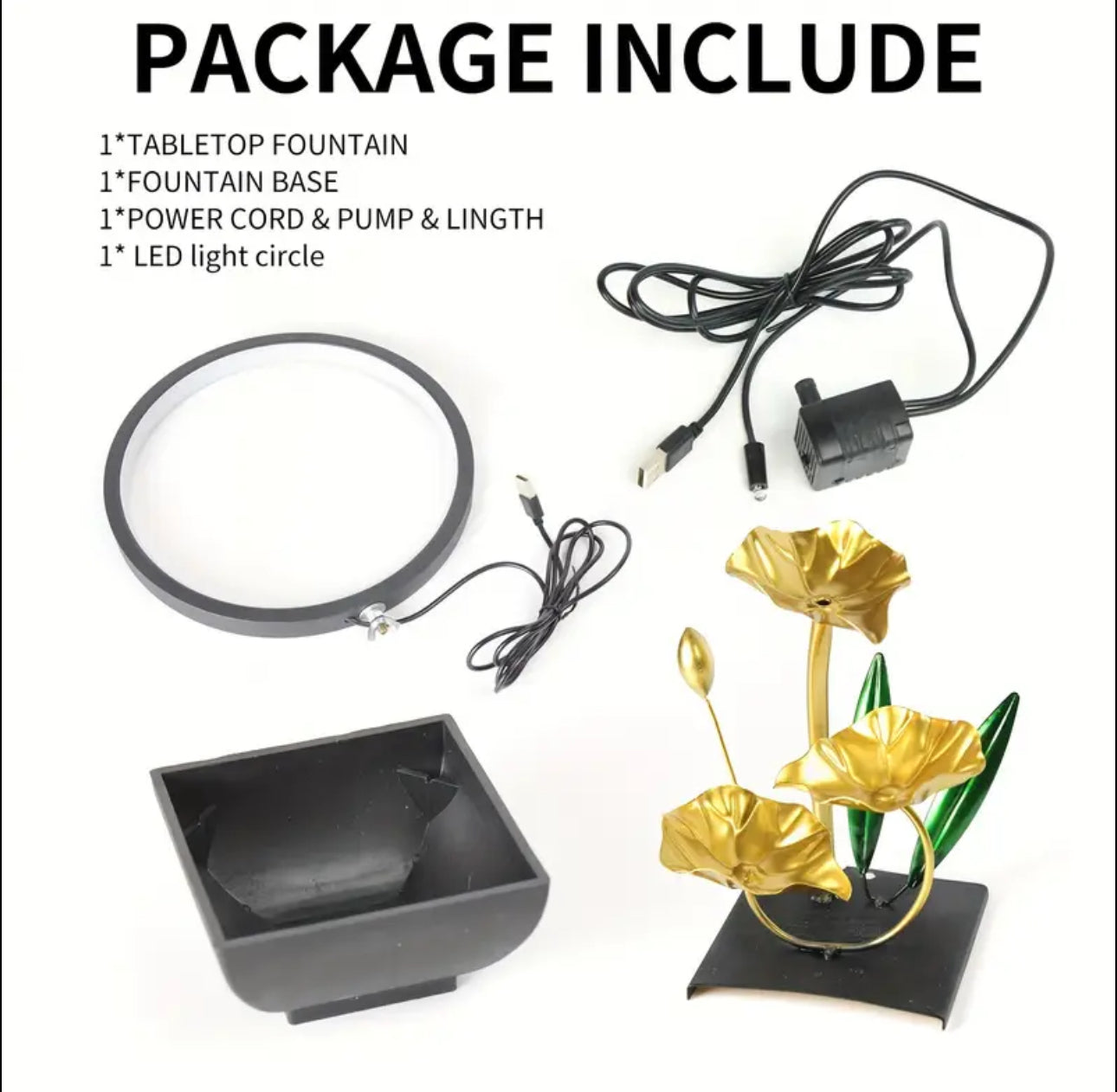 lectric table top mini water fountain + round LED light