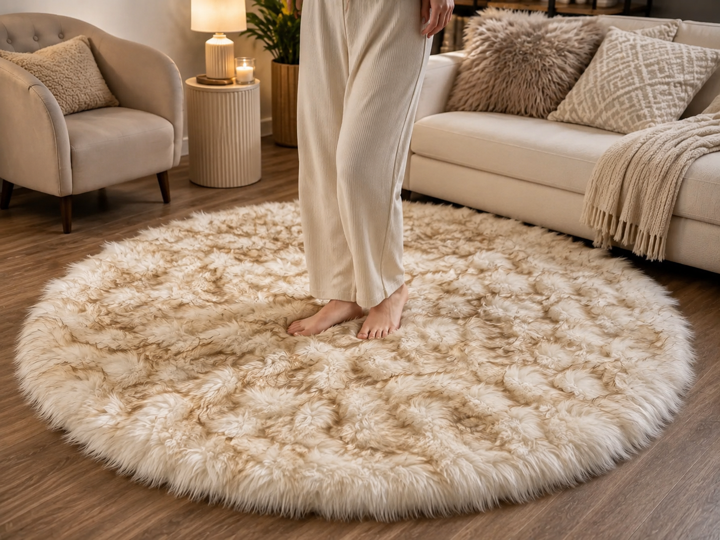 Fluffy shaggy bedside carpet size 100cm