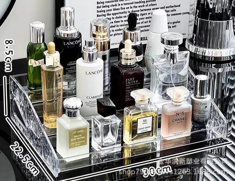 3 tier clear acrylic perfume stand/ Countertop skincare organizer