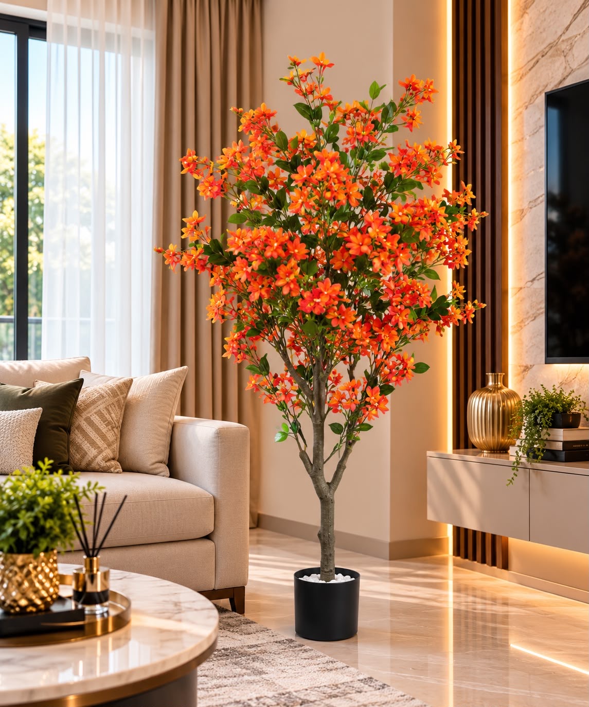 Artificial Orange Flower Tree
