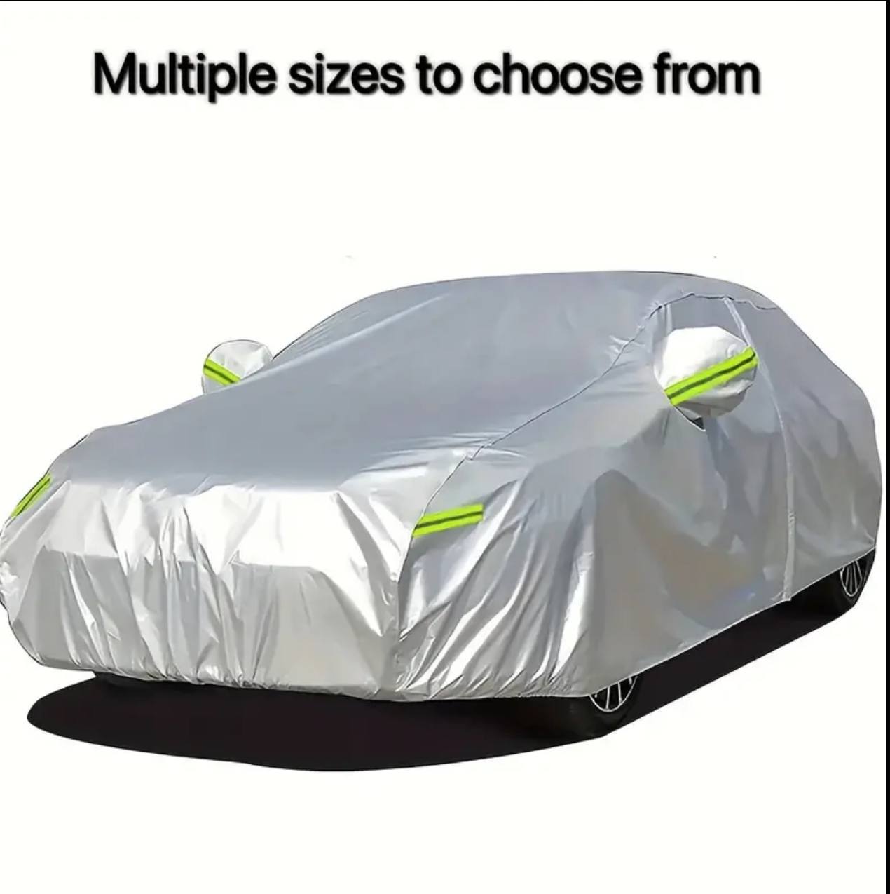 High Quality Universal Grey Car Cover with fleece on the inside part & Has Reflector on the sides