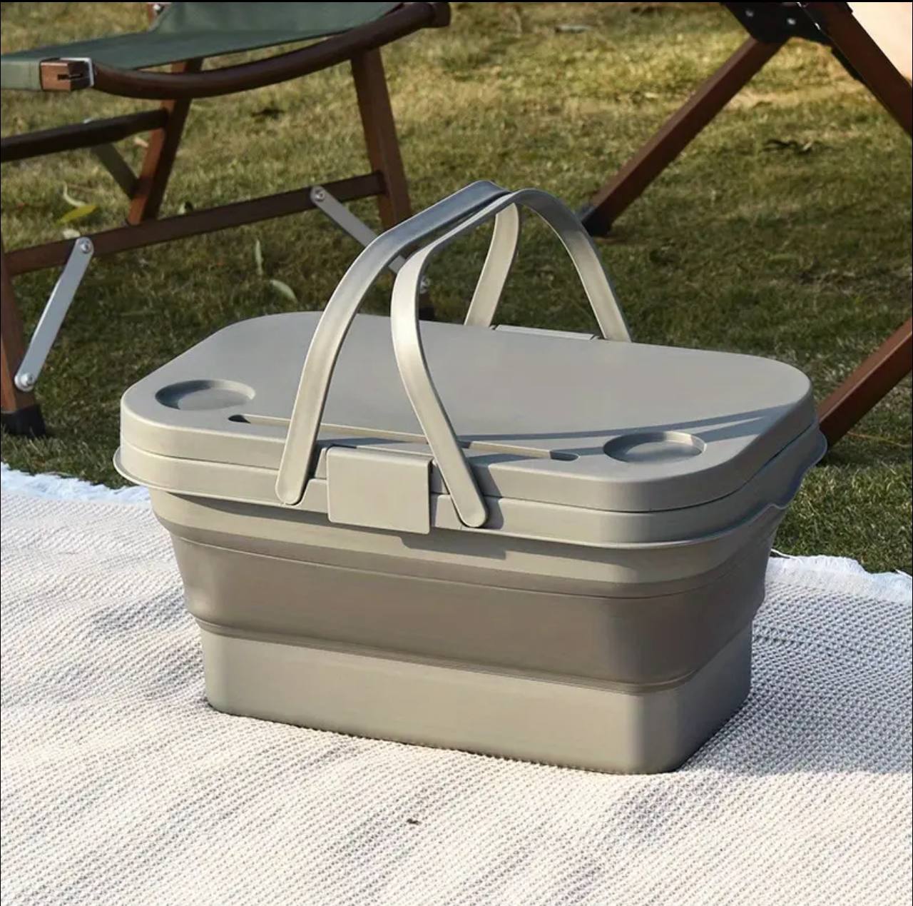 3 in 1 Foldable Collapsible Camping Hand Basket /Picnic Basket Bag