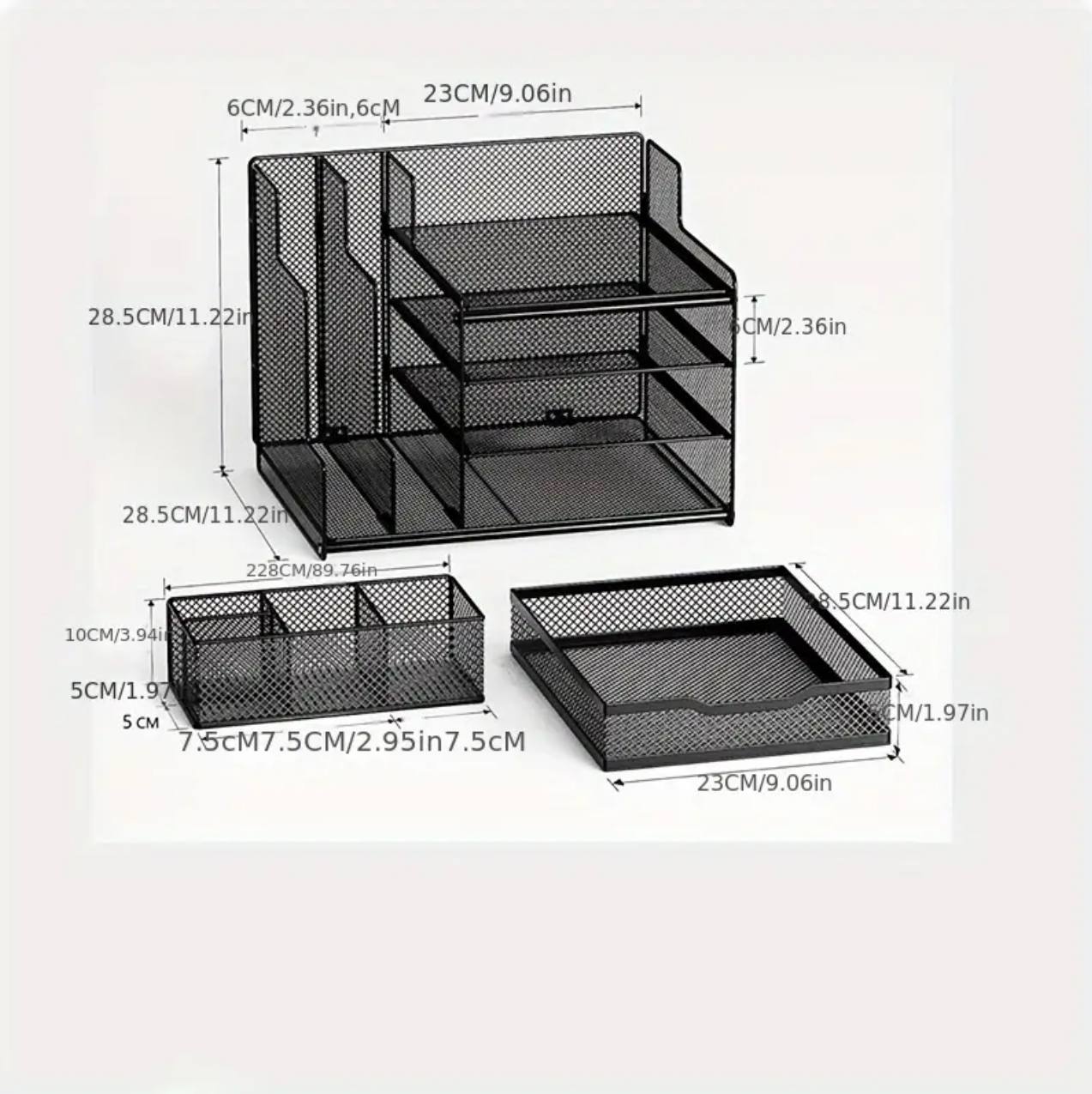 Multifunctional mesh sectioned desktop organizer