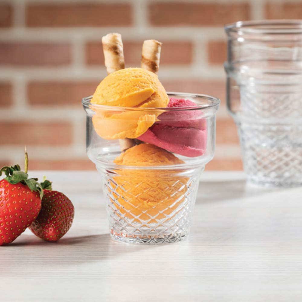 Set of 3 Pasabahce Minicornet Ice Cream Cup Glass