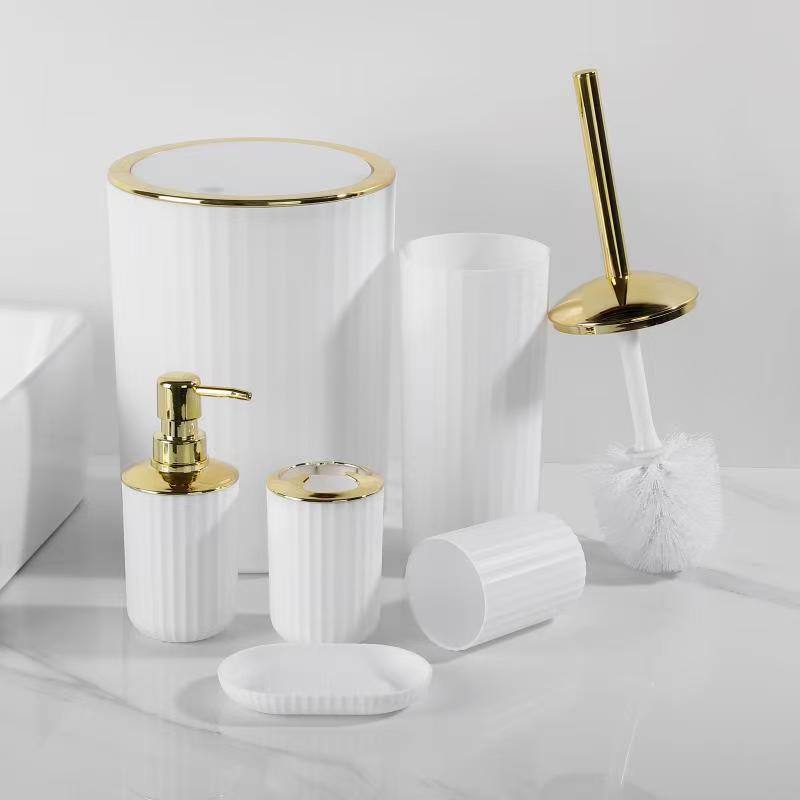6 in luxury bathroom accessories set with touch of gold