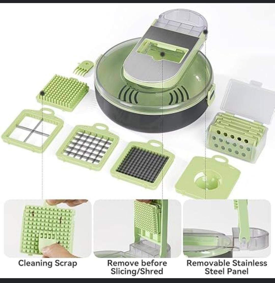 9in1 functions vegetable cutter Round bowl Dice,shred &slice