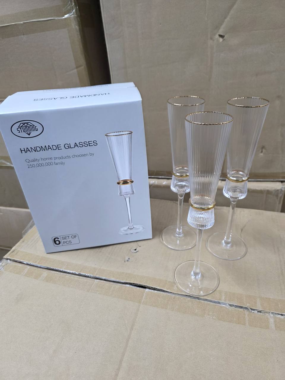 Elegant Crystal Champagne Glass flutes 6pcs