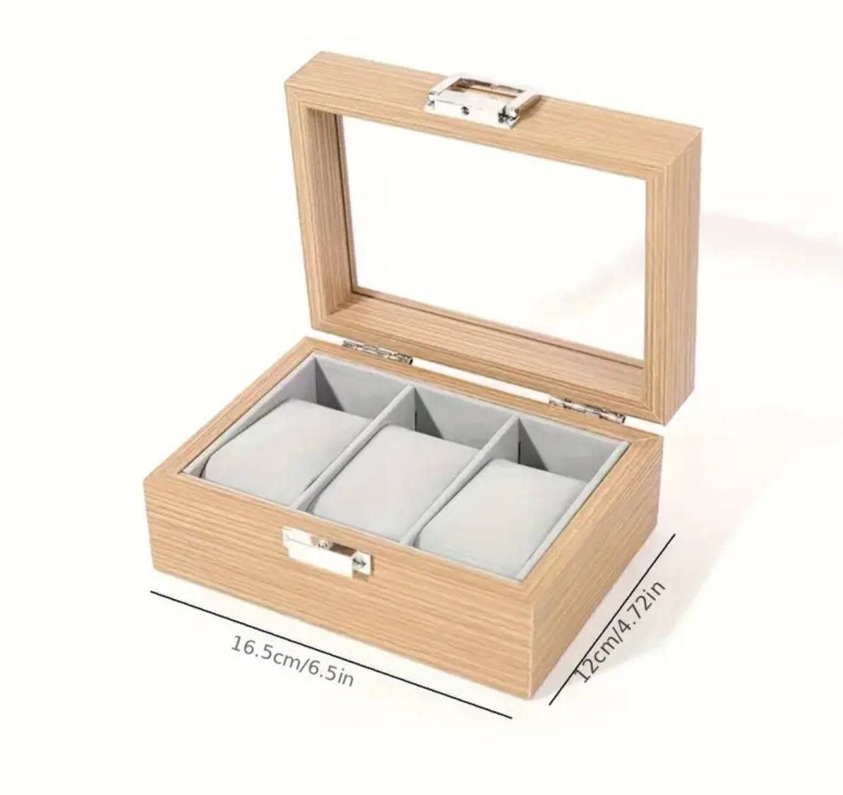 3 slots wooden watch organizer