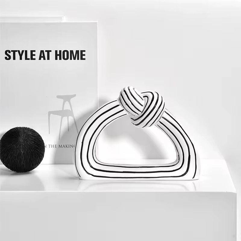Interior creative black & white stripes knot abstract home decoration / premium decorative ornament