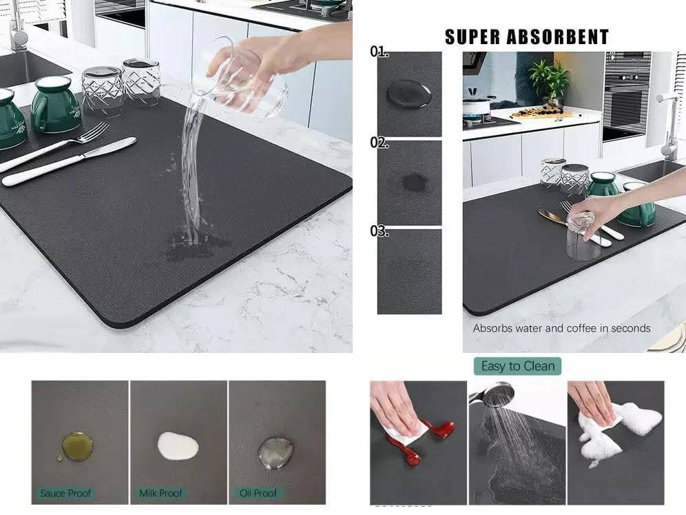 Super absorbent Nonslip dish drain mat /dish drying mat