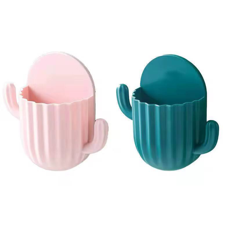 Household Wall Self-adhesive Cactus Storage Rack Kitchen Bathroom Toothbrush Storage Wall Mount Holder
