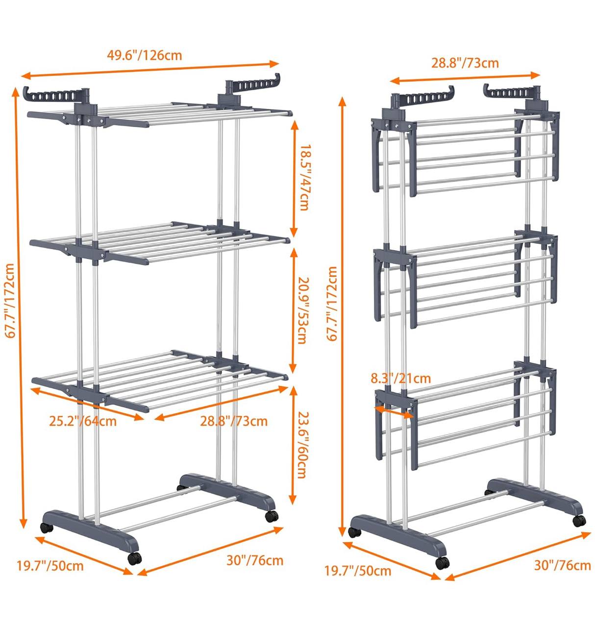 3 Layer Portable / Movable Cloth Drying Rack