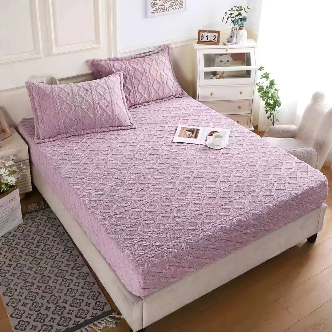 3pc Jacquard Sherpa fleece Fitted cover