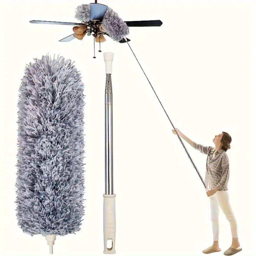 Microfiber Duster Extra Long Telescopic Pole Scratch-Resistant Cover,Bendable,Washable,Hypoallergenic,Lint Free Feather Dusters