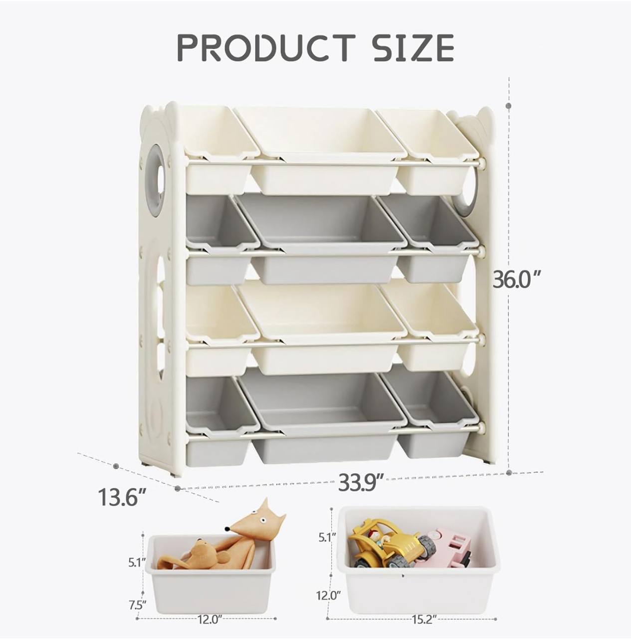 Kids Space Toy Storage Organizer with Removable Plastic Bins