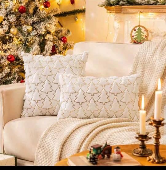 Christmas Tree Glitter Plush Cushion Cover Home Decor Pillowcase