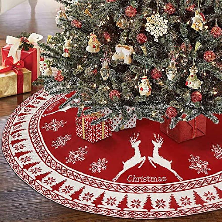 Christmas Knitted Tree Skirt Knitted Christmas Tree Apron Christmas Tree Skirt