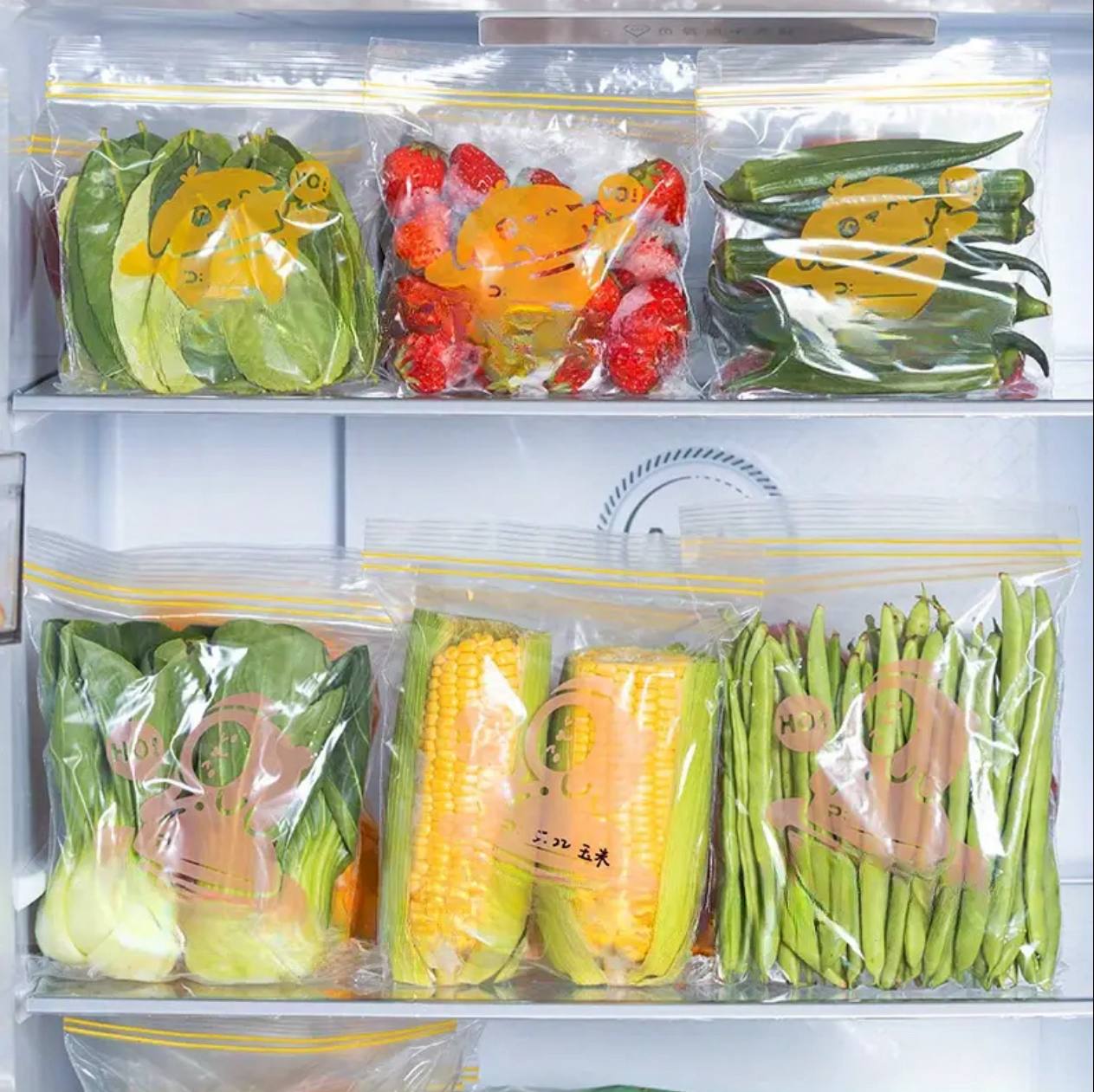 Thickened Food Grade Reusable Storage Bags Plastic Ziplock Bags Leakproof Freezer Bags Fridge Storage Container For Meat Fruit Veggies