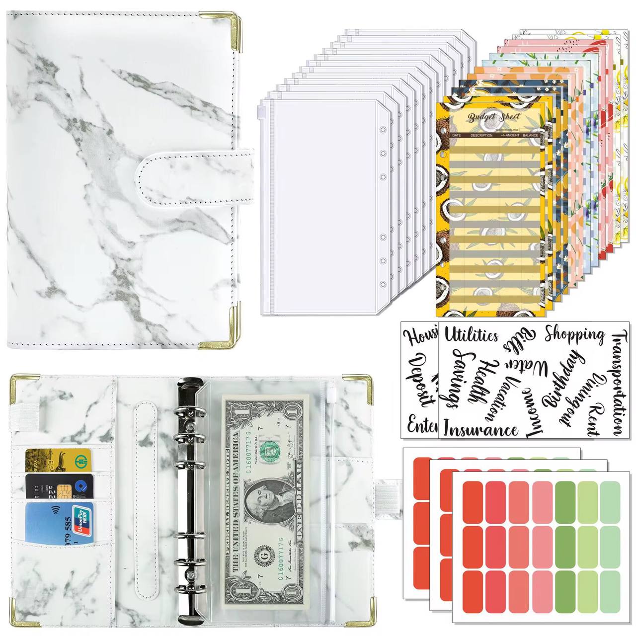Budget binder Marble effect print