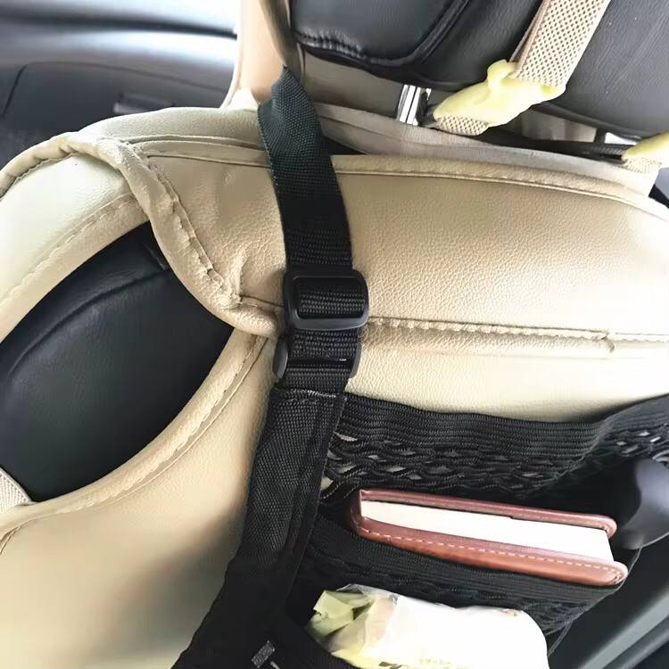 Super stretch 2slot net organizer for in between car front seats