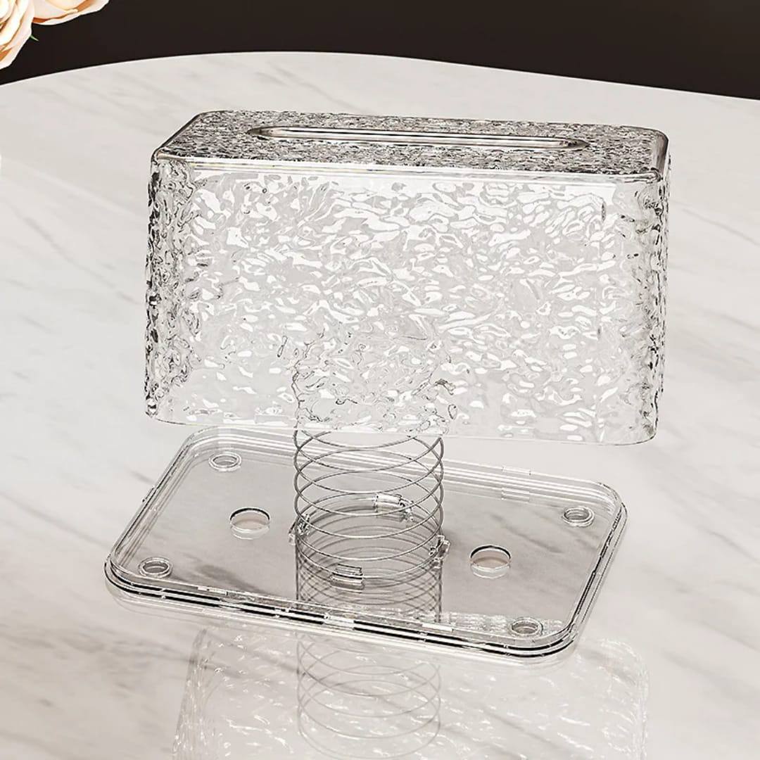 Water Ripple Tissue Box Living Room Desktop Transparent Glacier Pattern Home Coffee Table Napkin Plastic Storage Box