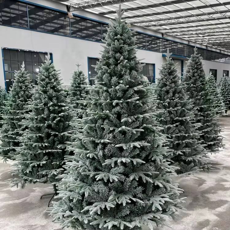 Encrypted PE&PVC Snowflake High quality Snow Flocked Premium Spruce Hinged Christmas Tree,Leaf Dense Tree