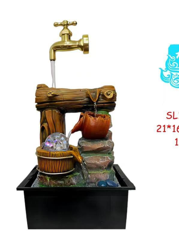 Rustic flow LED Tabletop fountain with magic faucet