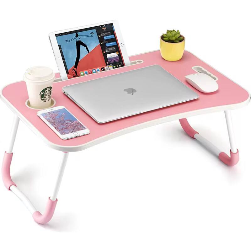Multi-purpose foldable portable laptop desk study table with tablet slot and drink slot