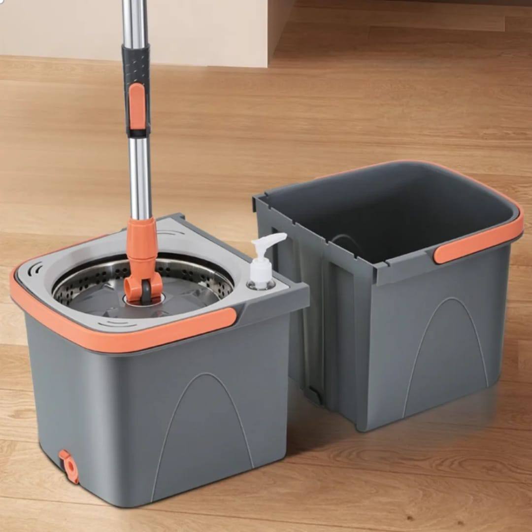 Split Spinning Microfiber Mop with Self Wet and Dry Bucket