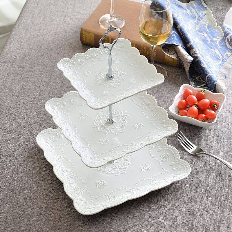 Ceramic Cake stand square 3 layer.