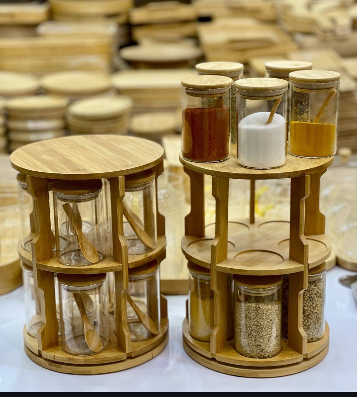 360 Degree Rotating Tabletop
Rotating Spice Bamboo Tabletop Rack