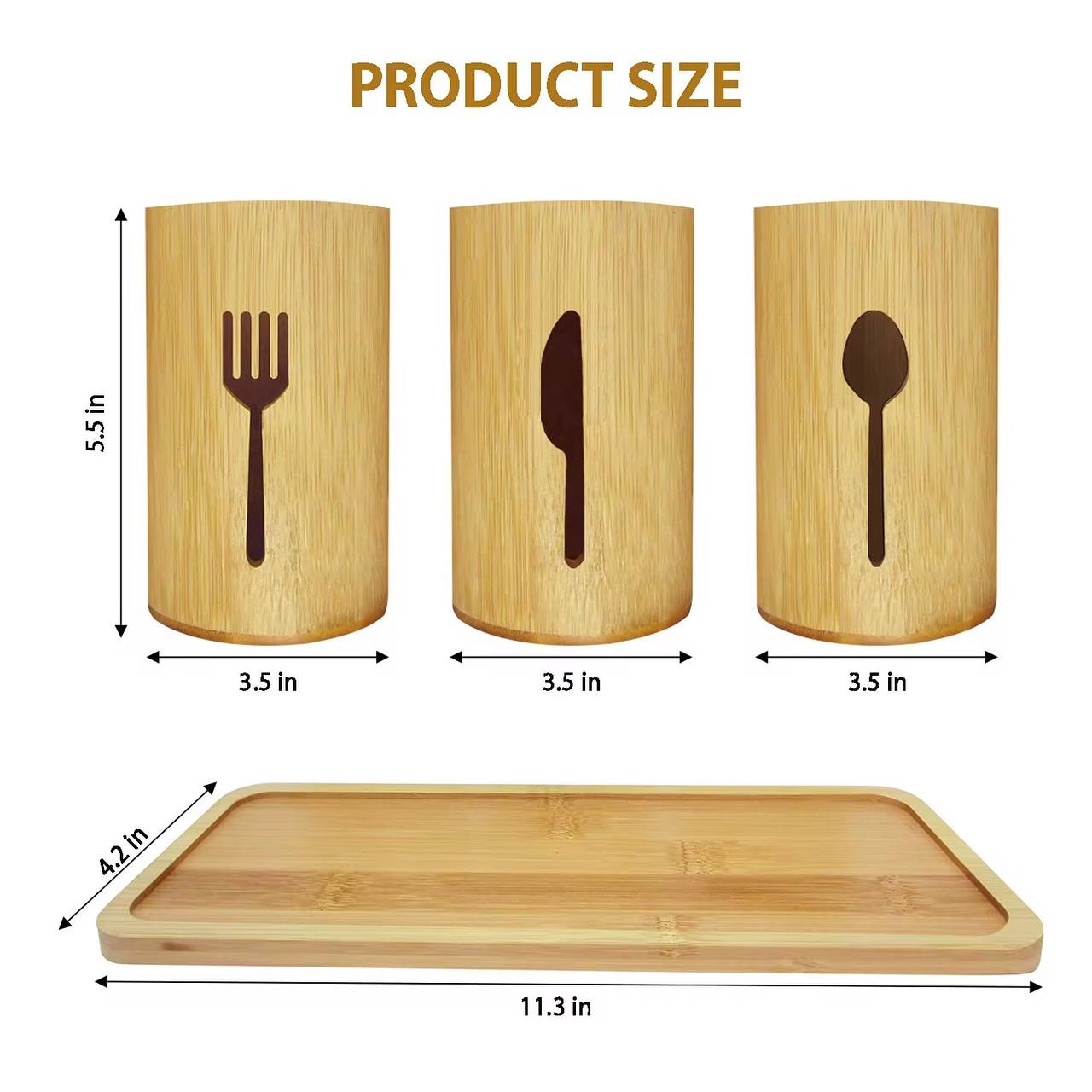 Eco-Friendly 4 in 1 Bamboo Cutlery Holder
