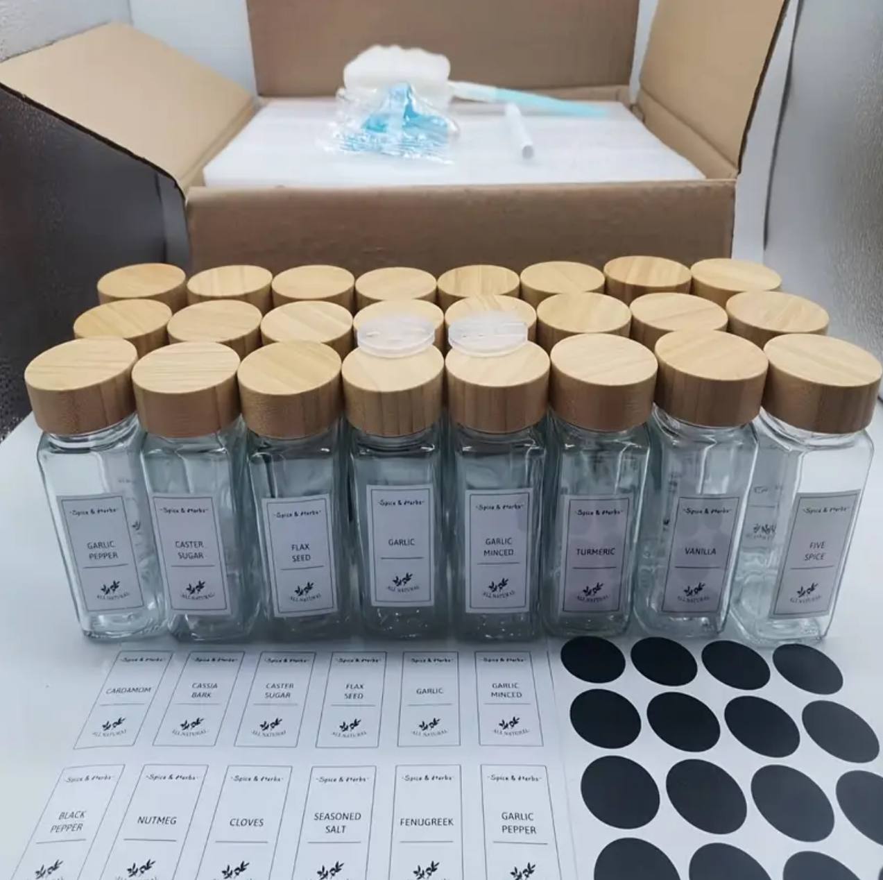 29 PCS SET GLASS STORAGE JARS WITH BAMBOO LID