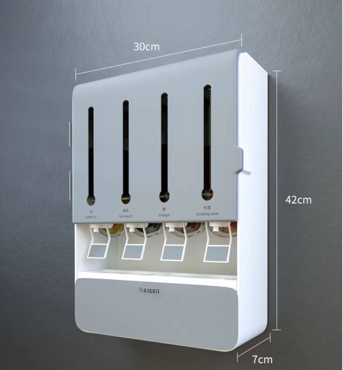 Executive multipurpose 4 way liquid dispenser with 4 spice holders +Spoons